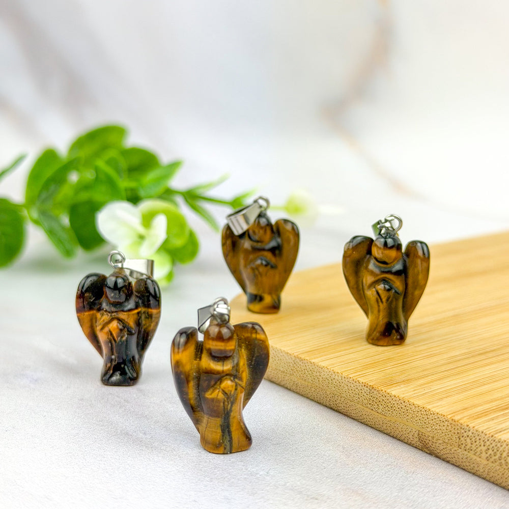 pendentif ange en oeil de tigre