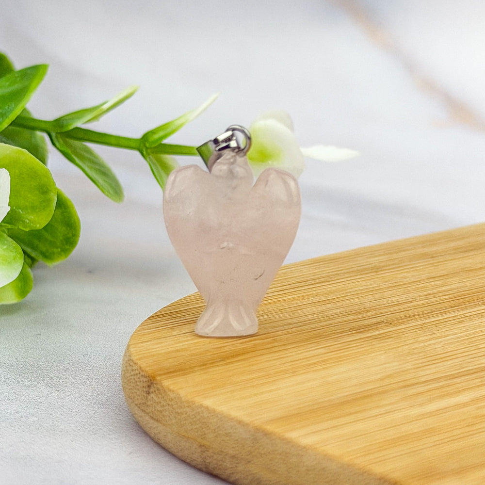 pendentif ange en quartz rose