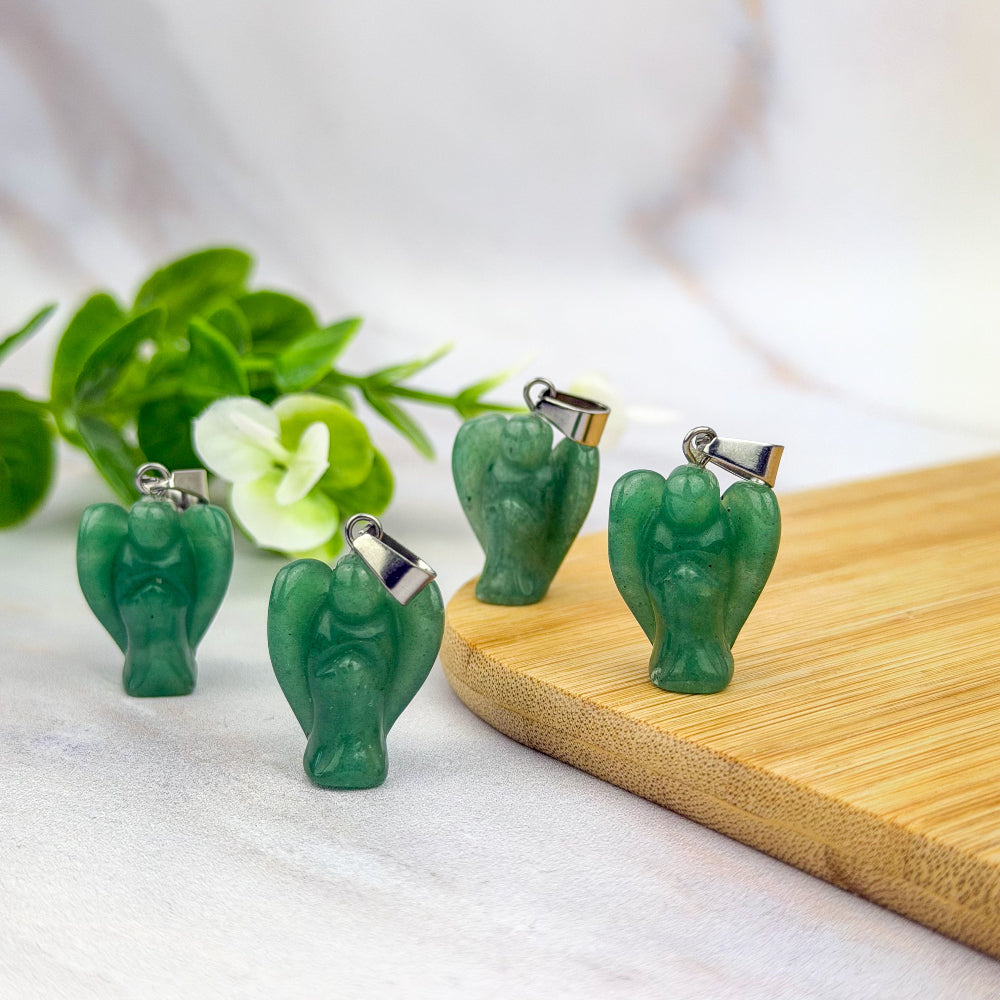 pendentif ange en aventurine verte