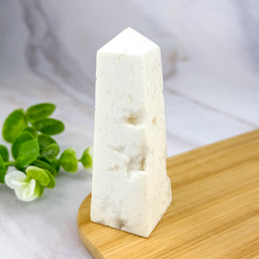 pointe en agate blanche