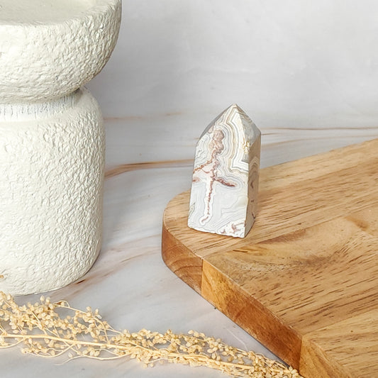 Pointe en Agate Crazy Lace drusée