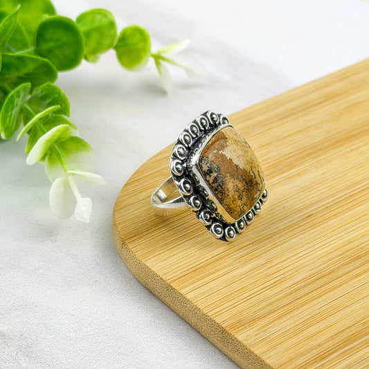 Bague en argent 925 en jaspe paysage
