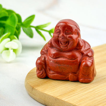 bouddha rieur en jaspe rouge