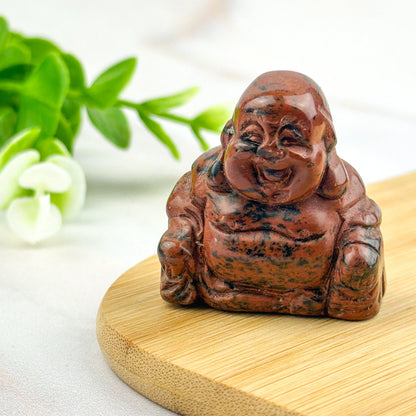 bouddha rieur en obsidienne acajou