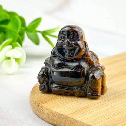 bouddha rieur en oeil de tigre