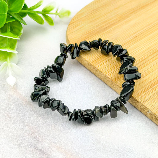 bracelet baroque en obsidienne noire