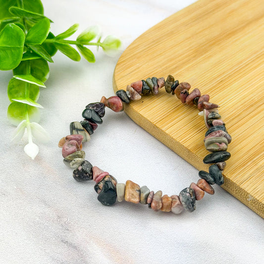 bracelet en rhodonite baroque