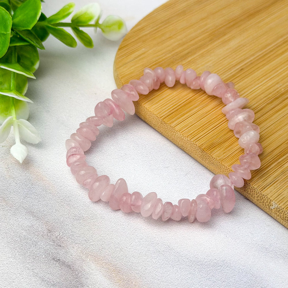 Bracelet en perles baroques de quartz rose naturel