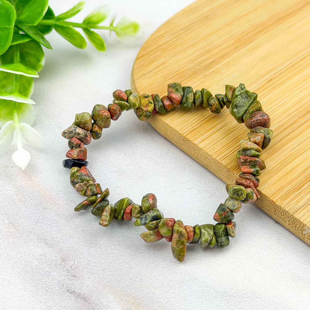 bracelet baroque en pierre d'unakite