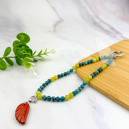 Bijou de téléphone en perles Apatite & Jade Citron