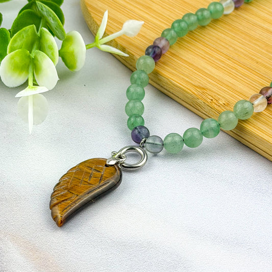 Chaîne de téléphone en perles Aventurine Verte & Fluorite