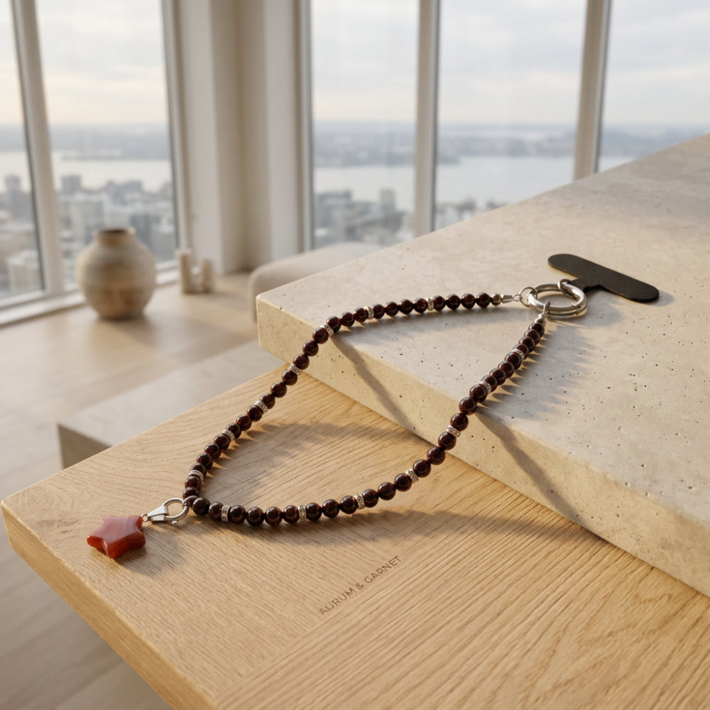 Chaîne de téléphone et collier en grenat