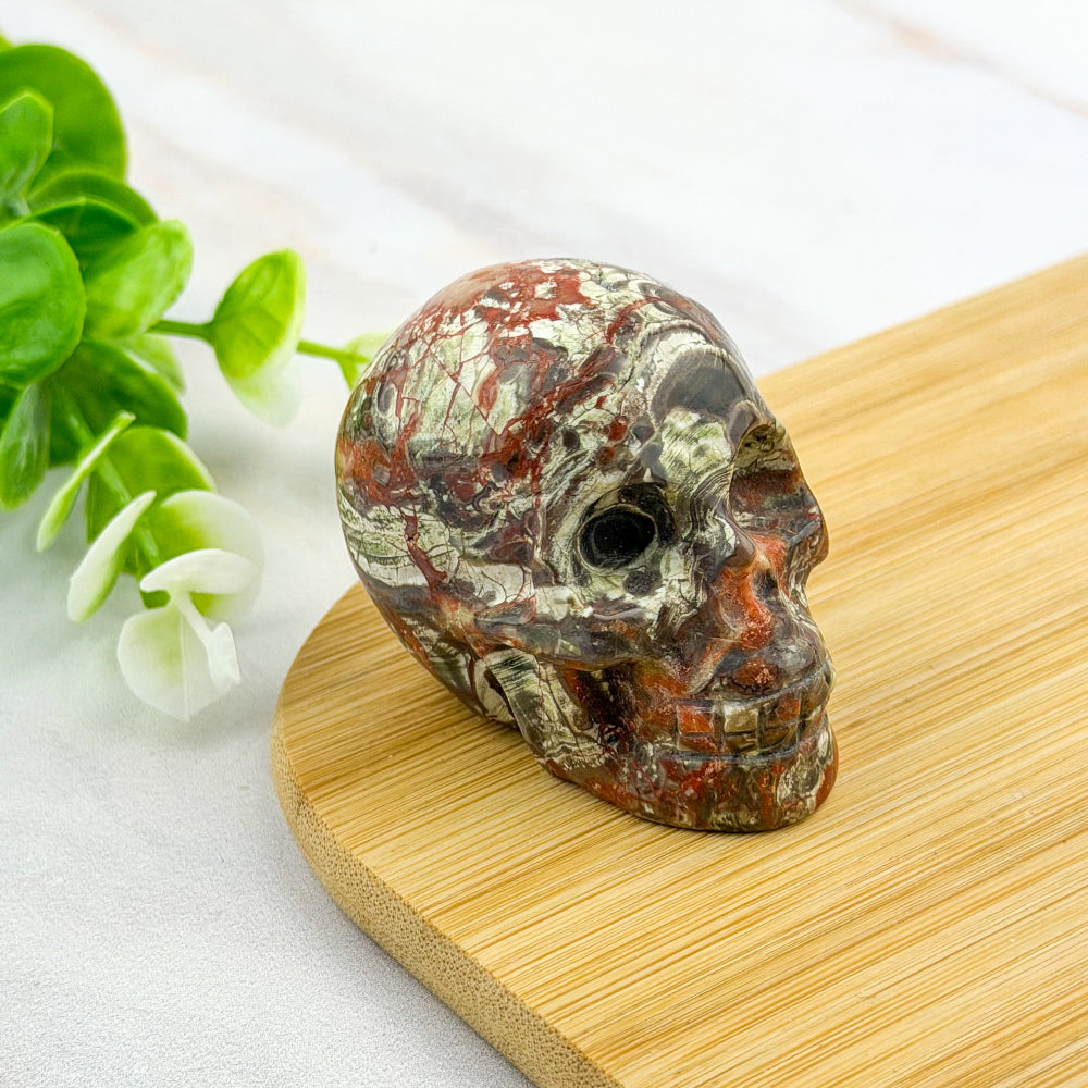 Crâne en agate crazy lace rouge