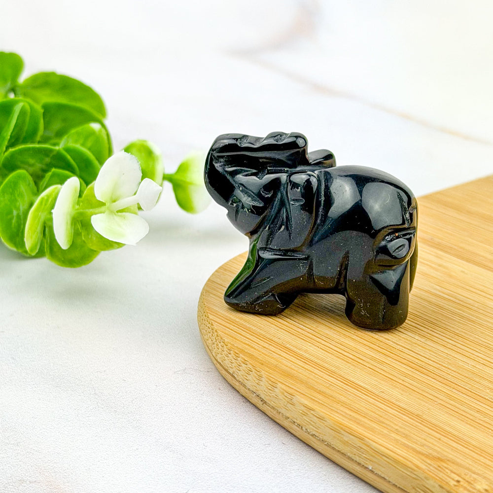 éléphant en obsidienne noire