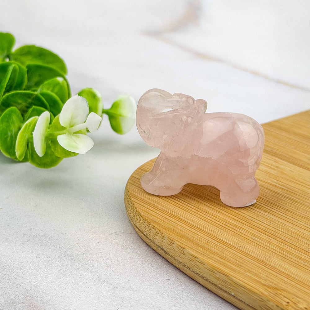 éléphant en quartz rose