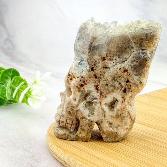 cristal de roche sur un crane