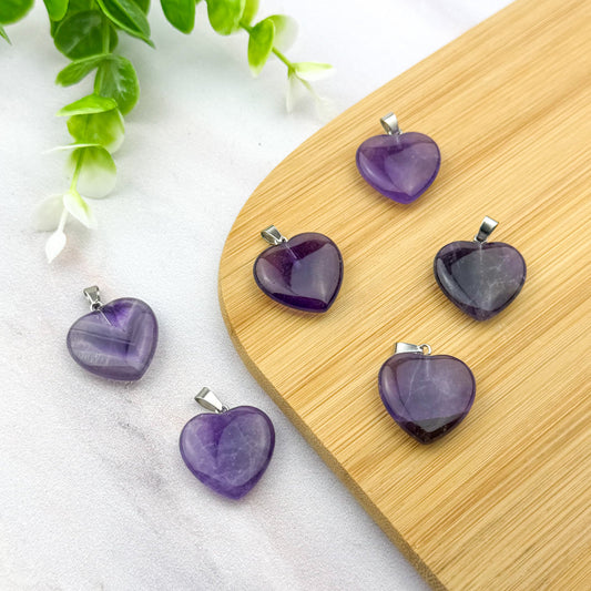 pendentif coeur en améthyste