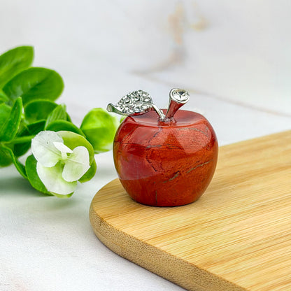 pomme en jaspe rouge et strass