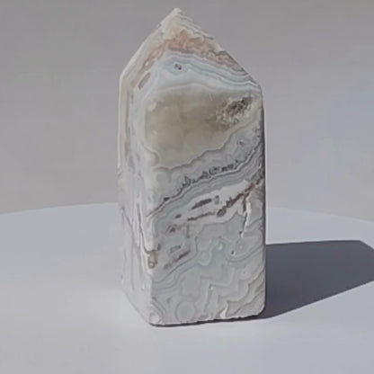 Pointe en Agate Crazy Lace drusée