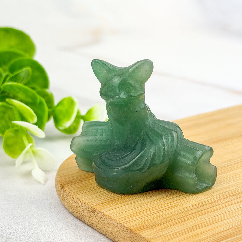 renard 5 queues en aventurine verte