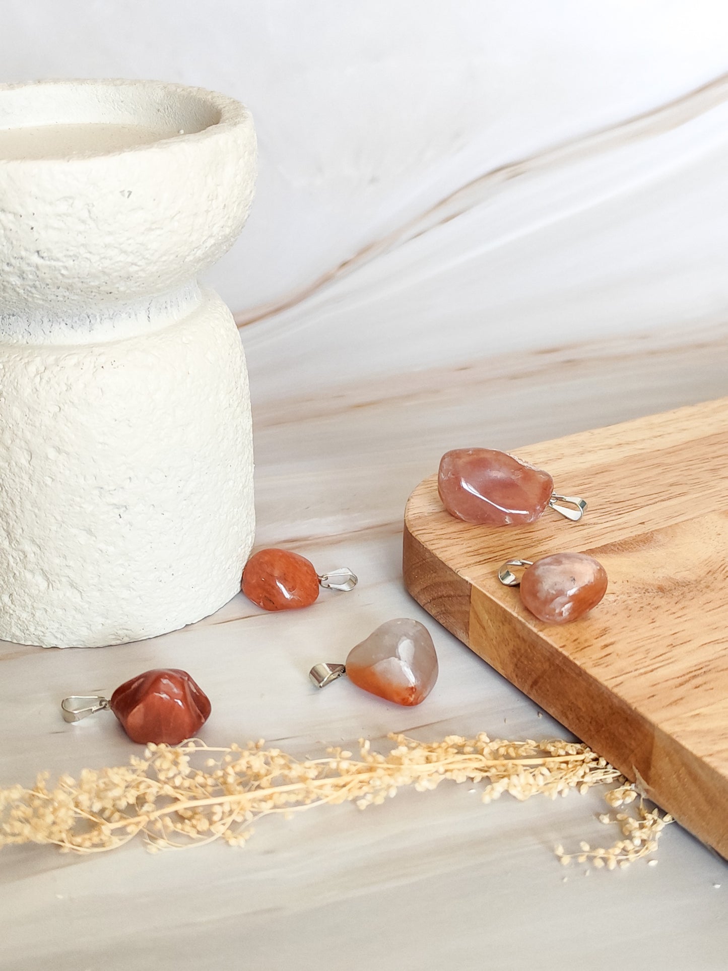 Pendentif en pierre roulée d'Agate Orange