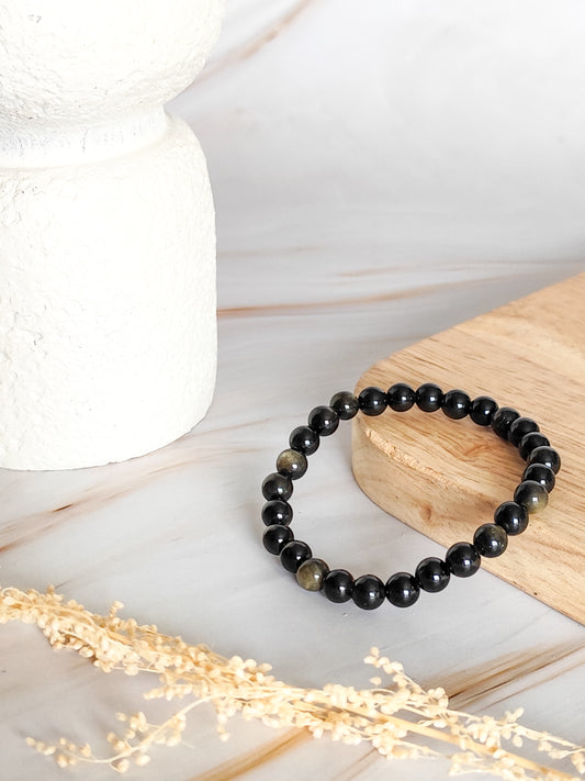 Bracelet en Obsidienne Dorée