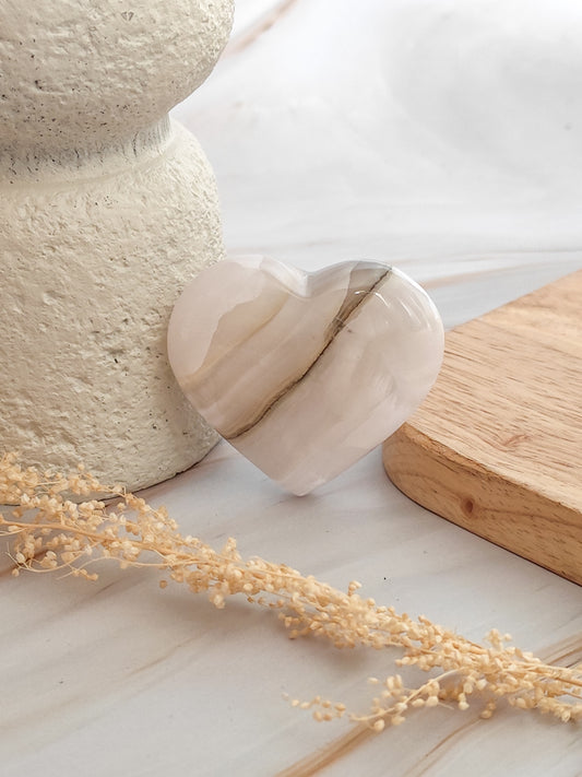 Coeur en Calcite Rose Fumé
