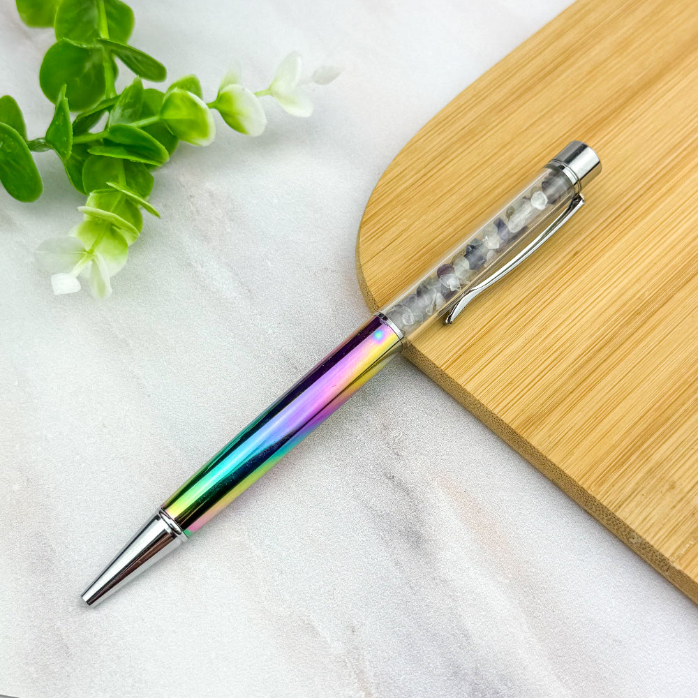 stylo bille avec pierre de fluorite