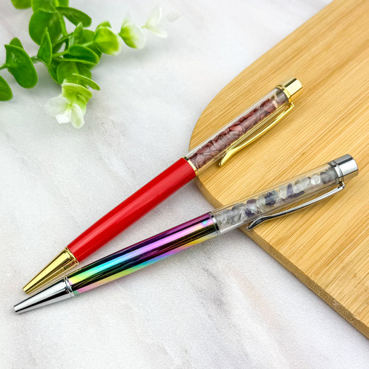stylo bille avec chips de pierres naturelles
